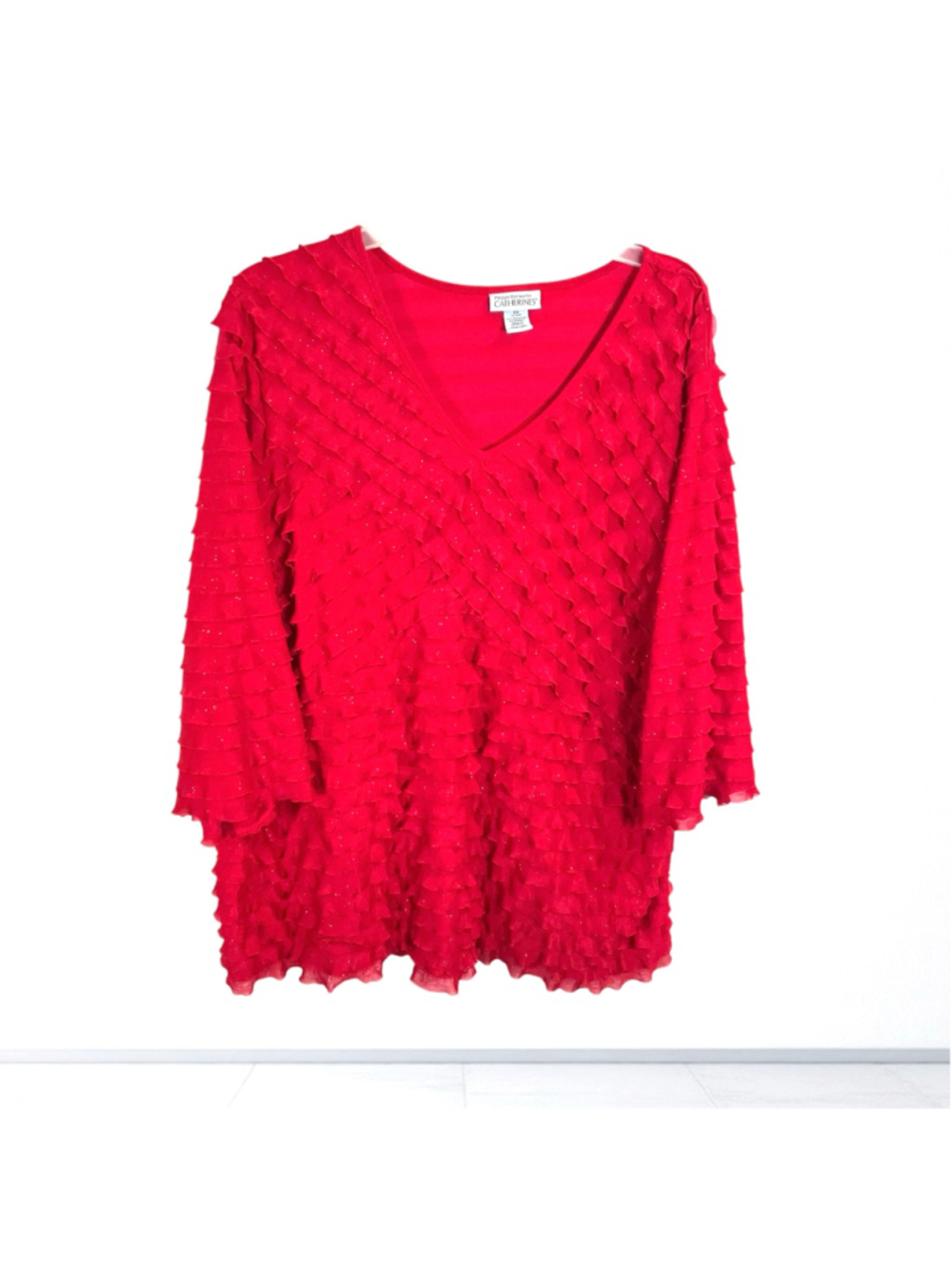 Maggie Barnes for Catherines Red Ruffle Metallic Accent Women 2X